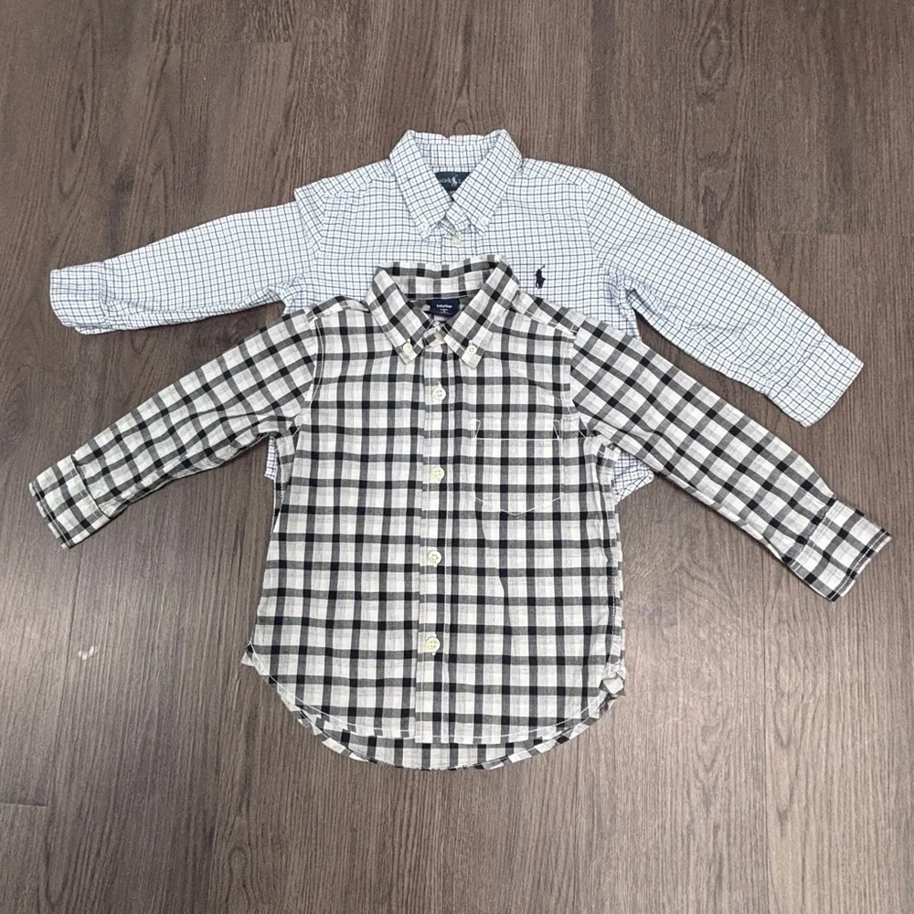 GrowwMe Bndle Ralph Lauren Kids 24mo + GAP 2T Checkered Button Down LSS Set